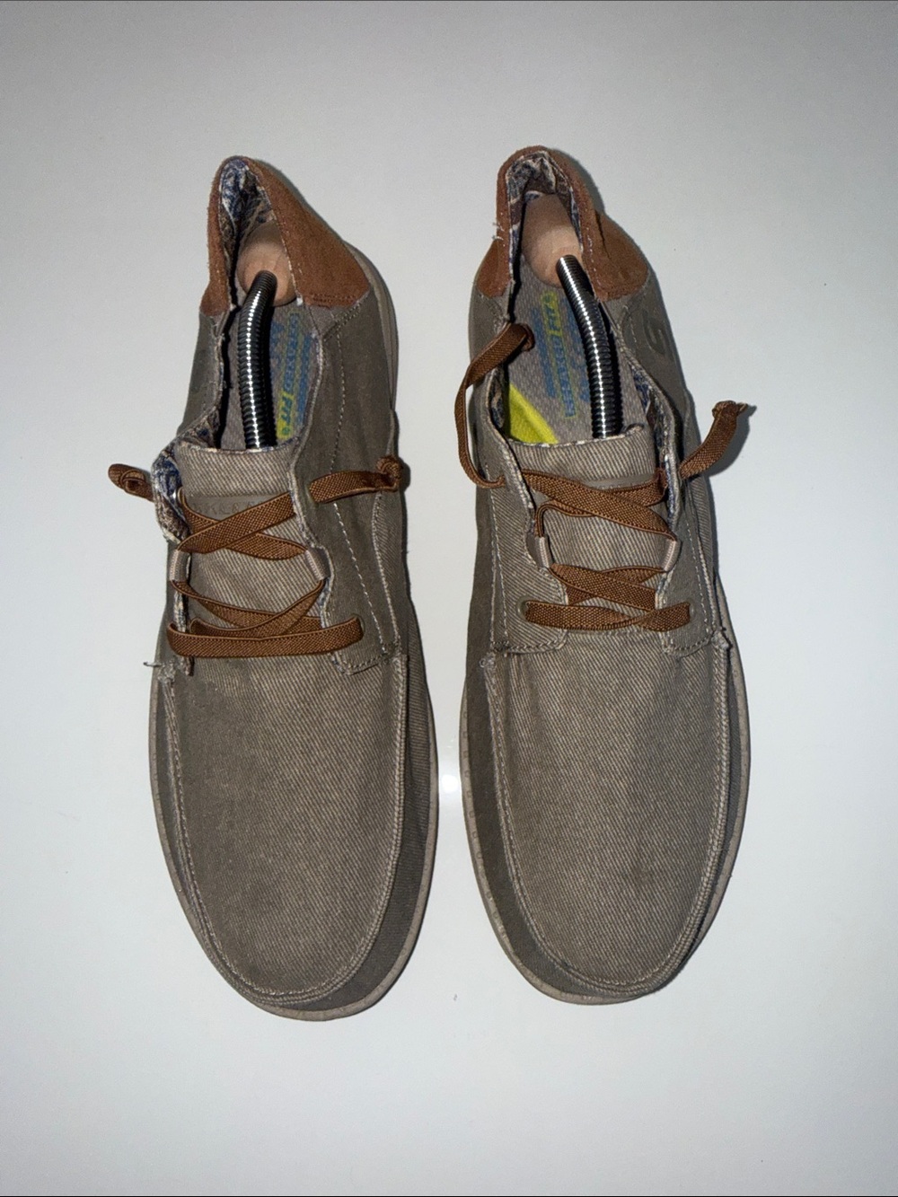 SKECHERS Relax Fit Melson-Planon Taupe Canvas Lace Up Shoes 210116 Size 12